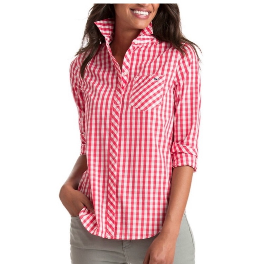 VINEYARD VINES Relaxed Seabreeze Gingham
Pocket Button-up Shirt Size 10